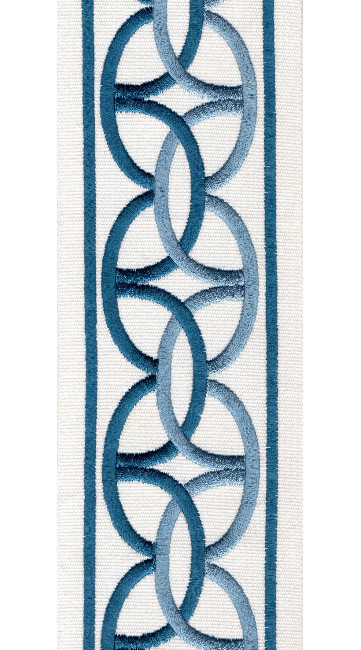 Interlocking Ring Cotton Canvas Trim | 4 Inch / 10.16cm Wide Embroidered Border | By The Metre-6