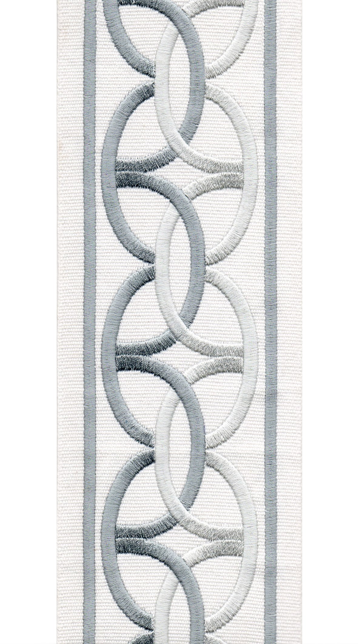 Interlocking Ring Cotton Canvas Trim | 4 Inch / 10.16cm Wide Embroidered Border | By The Metre-5