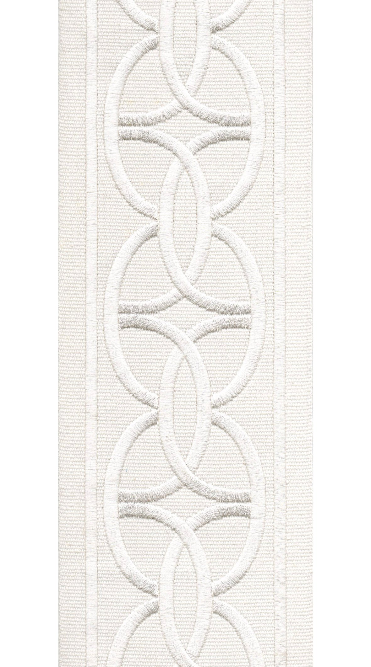 Interlocking Ring Cotton Canvas Trim | 4 Inch / 10.16cm Wide Embroidered Border | By The Metre-4