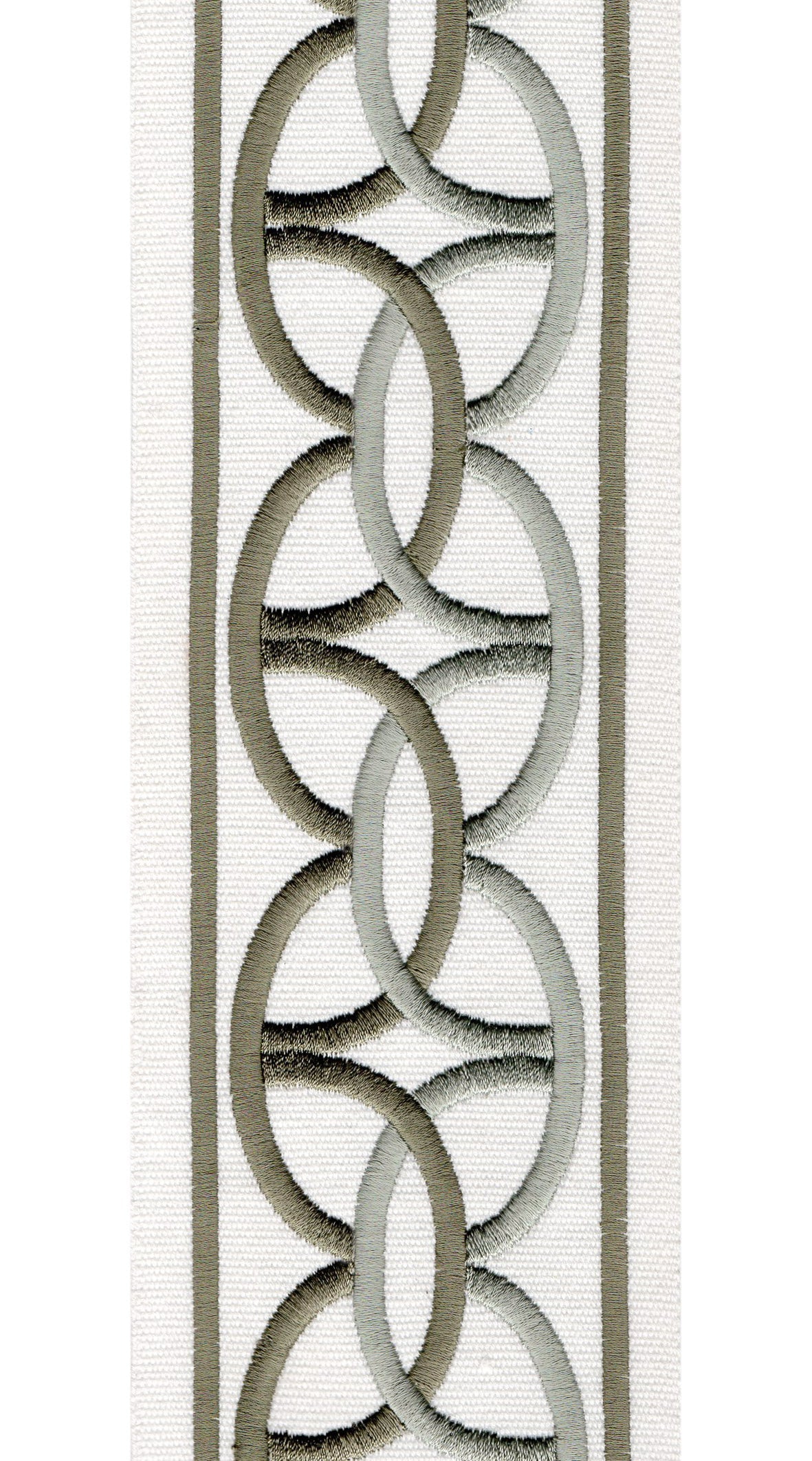 Interlocking Ring Cotton Canvas Trim | 4 Inch / 10.16cm Wide Embroidered Border | By The Metre-2