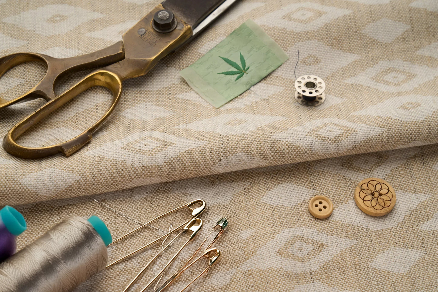 Eco Friendly Hemp Fabric with Ikat Pattern for Curtains & Cushions - GOTS Certified, 240gsm, 147cm Wide - By the Metre-2