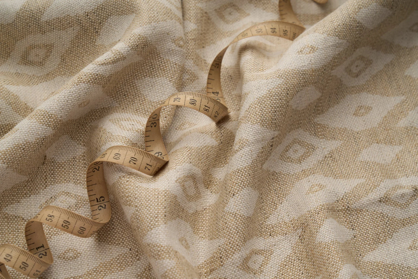 Eco Friendly Hemp Fabric with Ikat Pattern for Curtains & Cushions - GOTS Certified, 240gsm, 147cm Wide - By the Metre-1