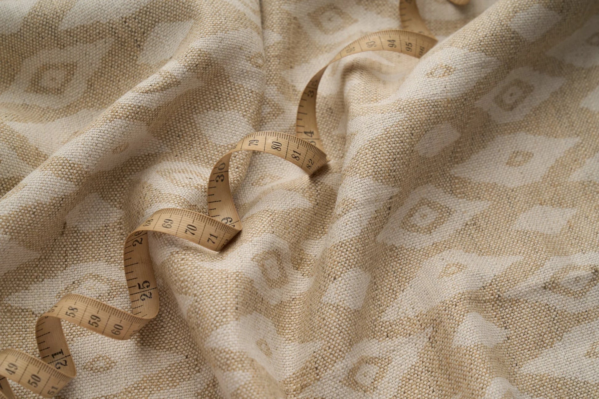 Eco Friendly Hemp Fabric with Ikat Pattern for Curtains & Cushions - GOTS Certified, 240gsm, 147cm Wide - By the Metre-1