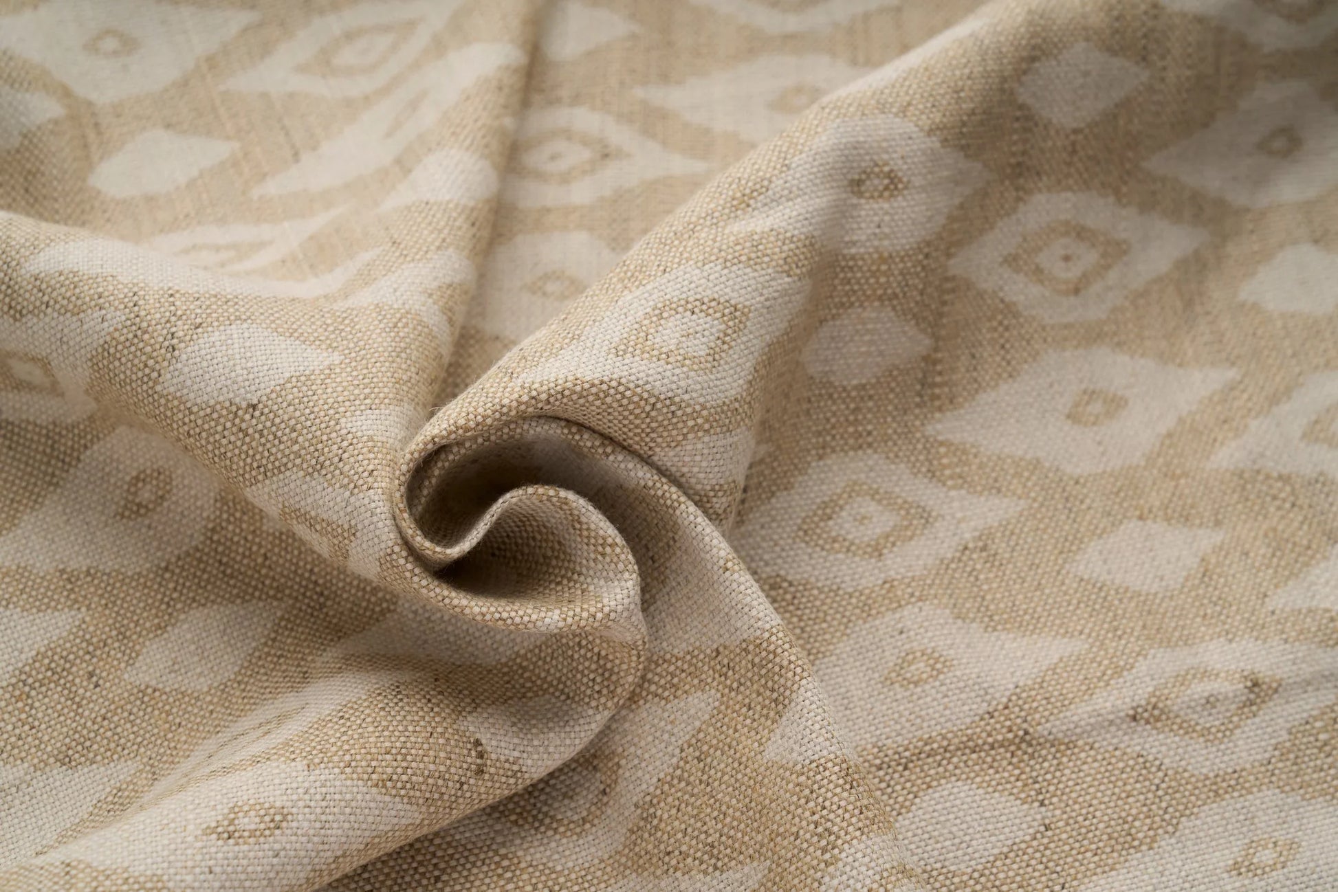 Eco Friendly Hemp Fabric with Ikat Pattern for Curtains & Cushions - GOTS Certified, 240gsm, 147cm Wide - By the Metre-0