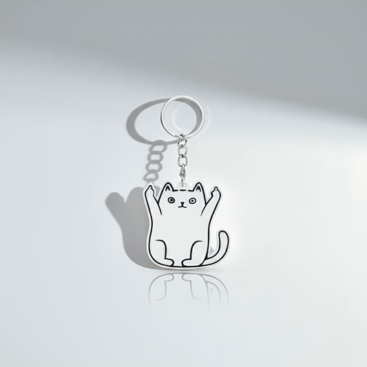 Sassy Cat Bag Charm – Middle Finger Gesture with Cute Style