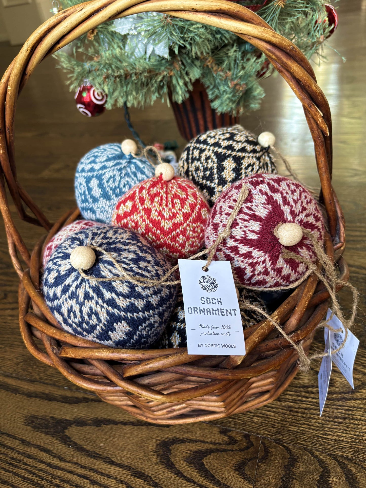 Nordic Yarn Ornament - Recycled Sustainable Christmas Decor Toy (Zelta - Amber)-3