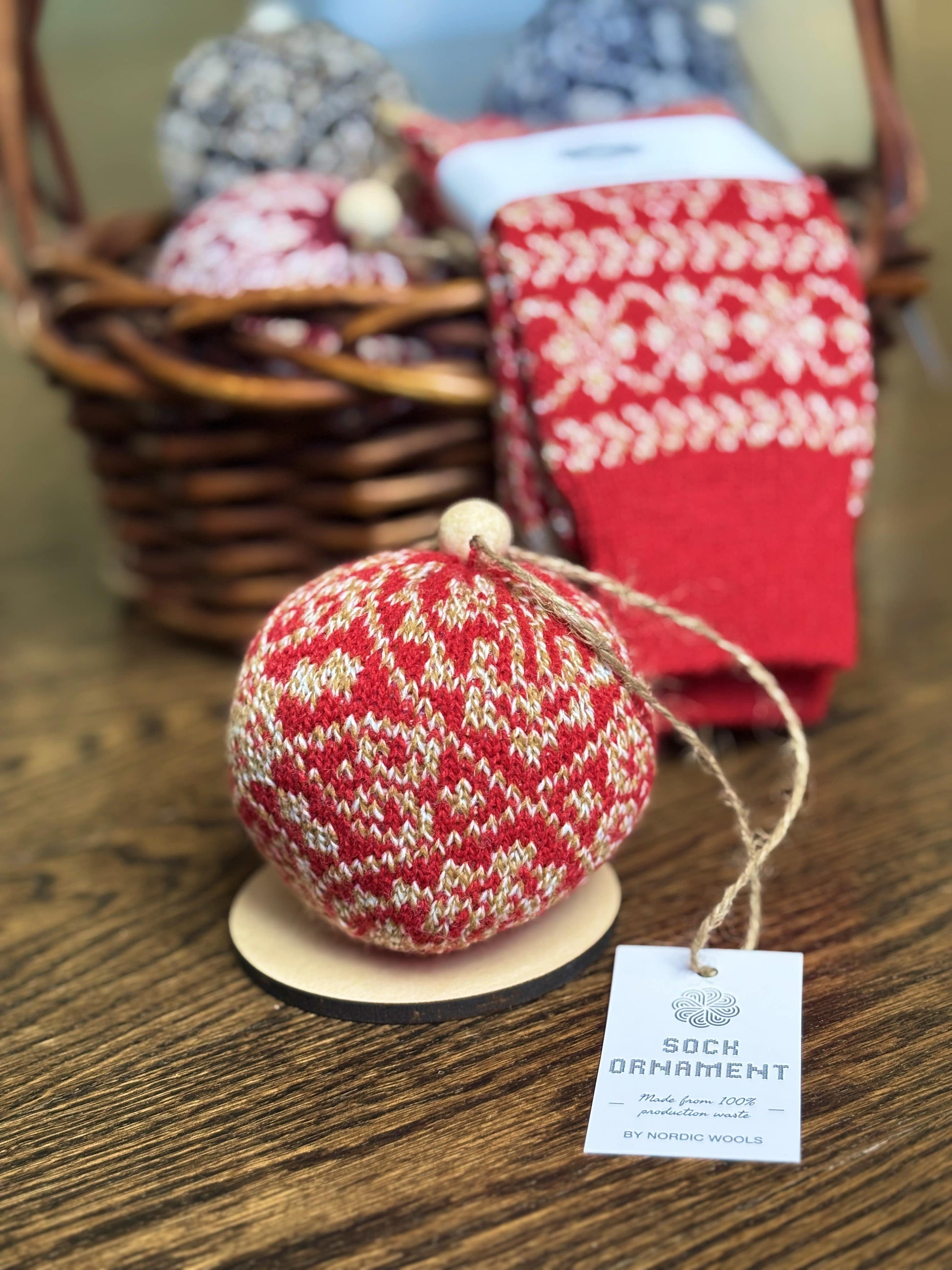 Nordic Yarn Ornament - Recycled Sustainable Christmas Decor Toy (Zelta - Amber)-2