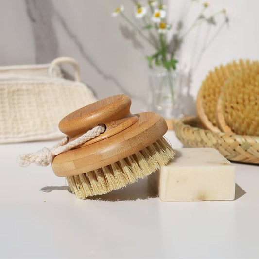 Bamboo Round Body Brush with Natural Sisal Bristles-0