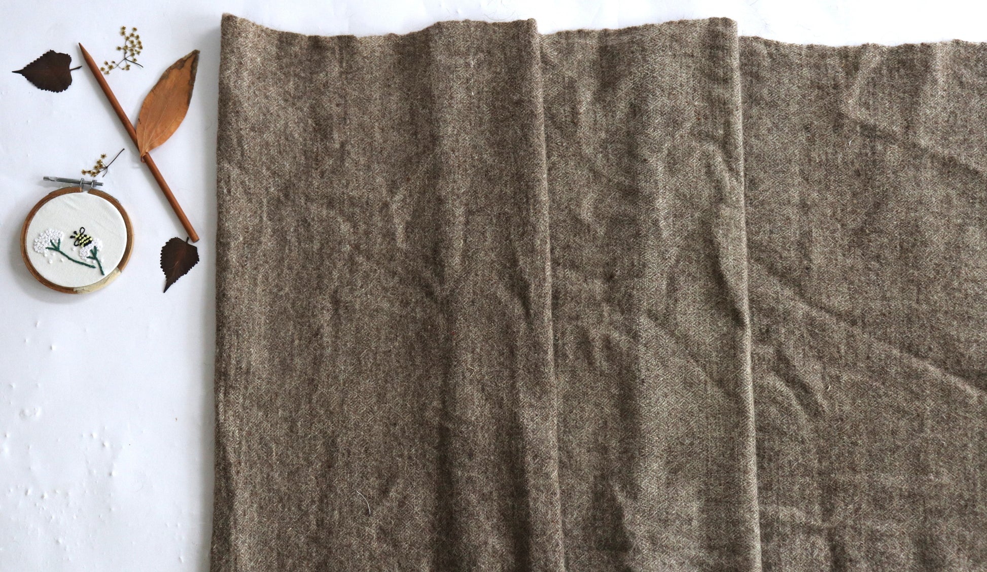 Organic Himalayan Sheep Wool Fabric | 79cm Wide | Greige Finish-0