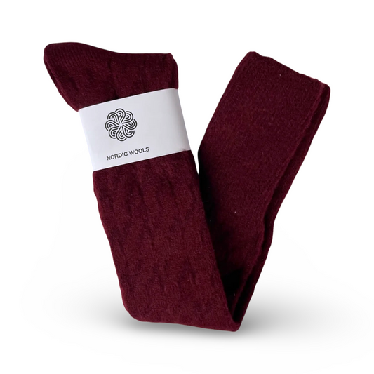 Nordic Socks Faux Angora Over The Knee - Crimson - Womens-0