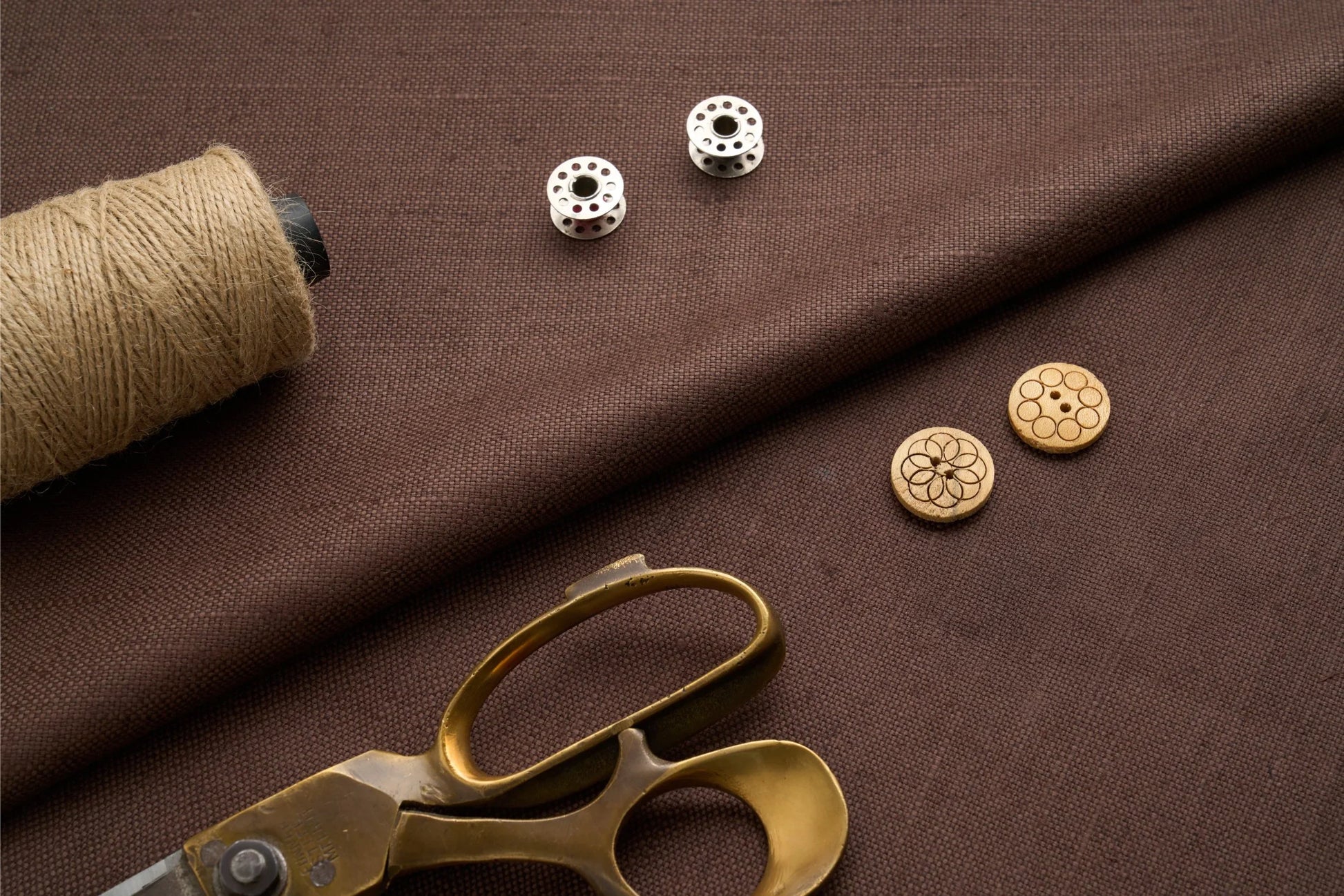 Organic Hemp Fabric - Burgundy Brown | 240gsm | 147cm | Curtains, Upholstery & More-0