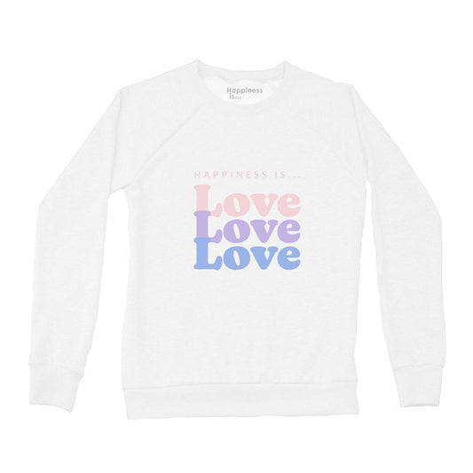 Women's Love Love Love Crew Sweatshirt, White-0
