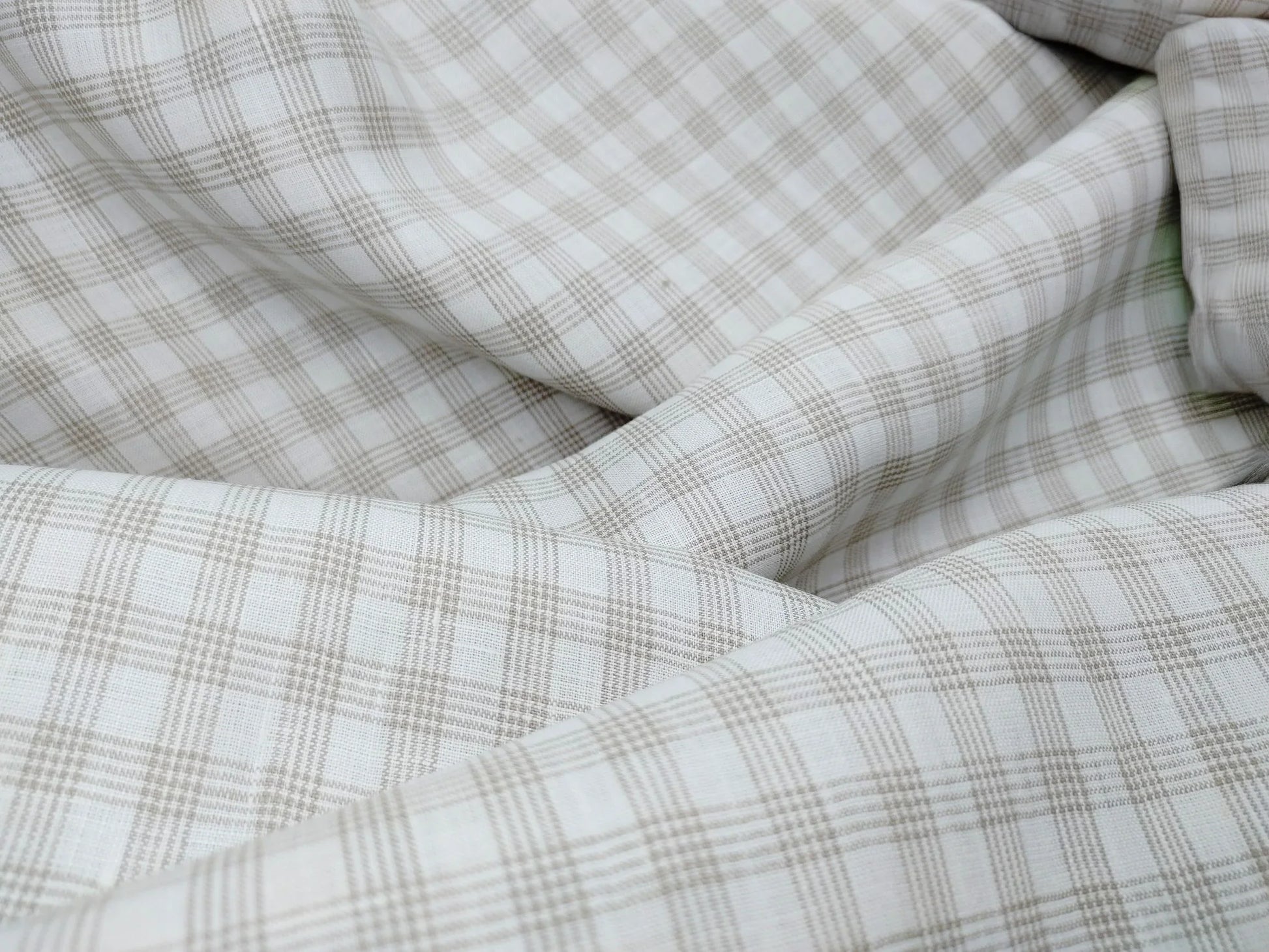 Organic Hemp Fabric - Checked | White with Natural Checks | 145gsm | Soft & Breathable-0