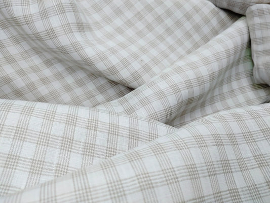 Organic Hemp Fabric - Checked | White with Natural Checks | 145gsm | Soft & Breathable-0