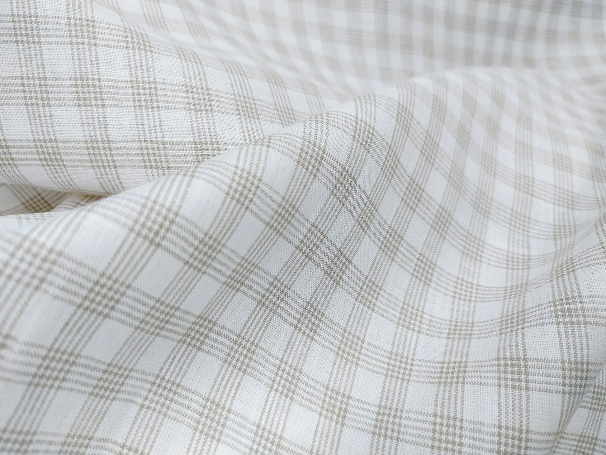 Organic Hemp Fabric - Checked | White with Natural Checks | 145gsm | Soft & Breathable-1