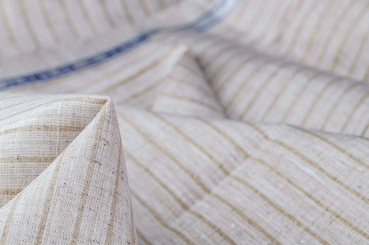 Organic Hemp Fabric - Natural with Thin Stripes | 145gsm | Soft & Airy-0