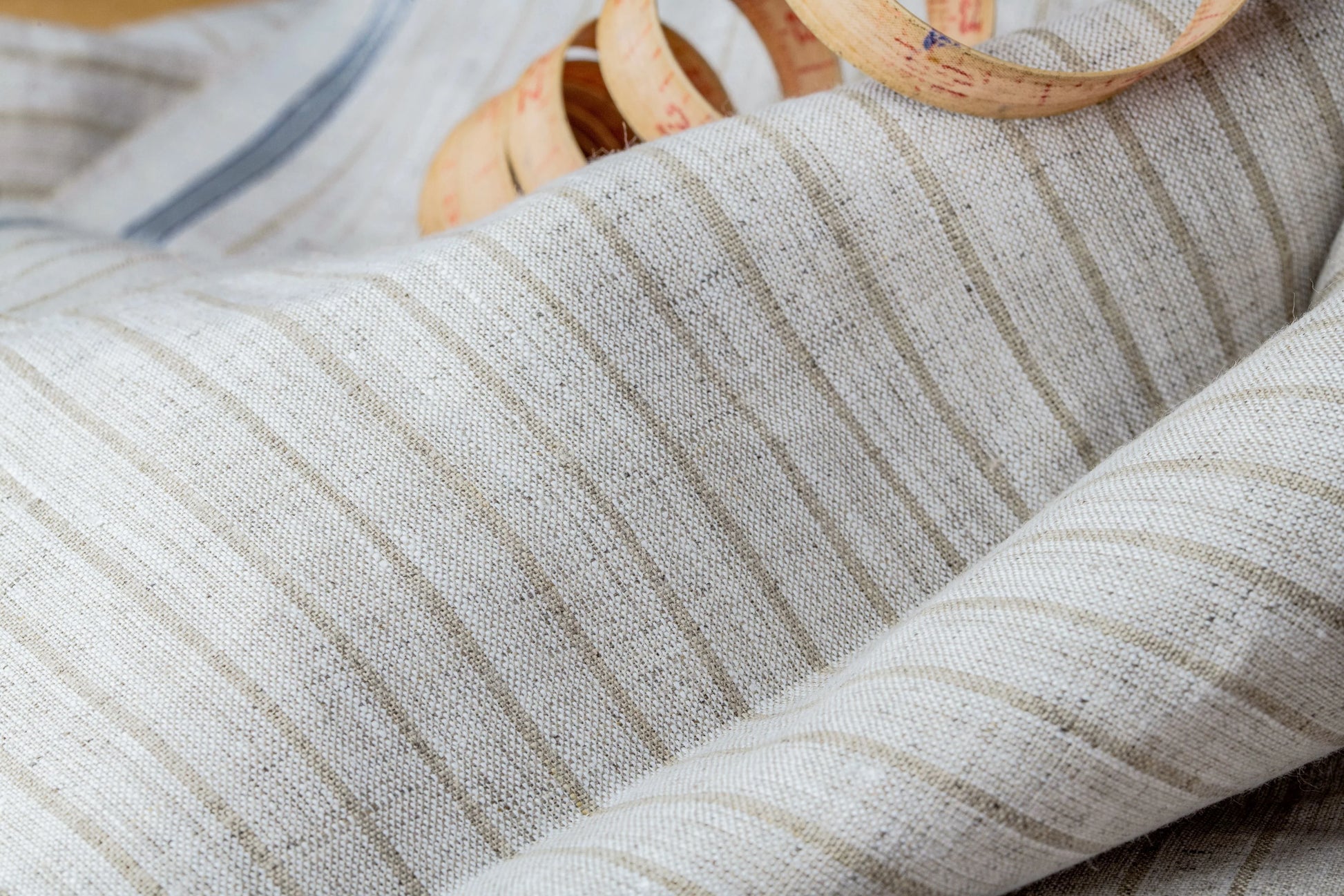 Organic Hemp Fabric - Natural with Thin Stripes | 145gsm | Soft & Airy-1