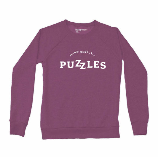 Women's Puzzles Crew Sweatshirt, Plum-0