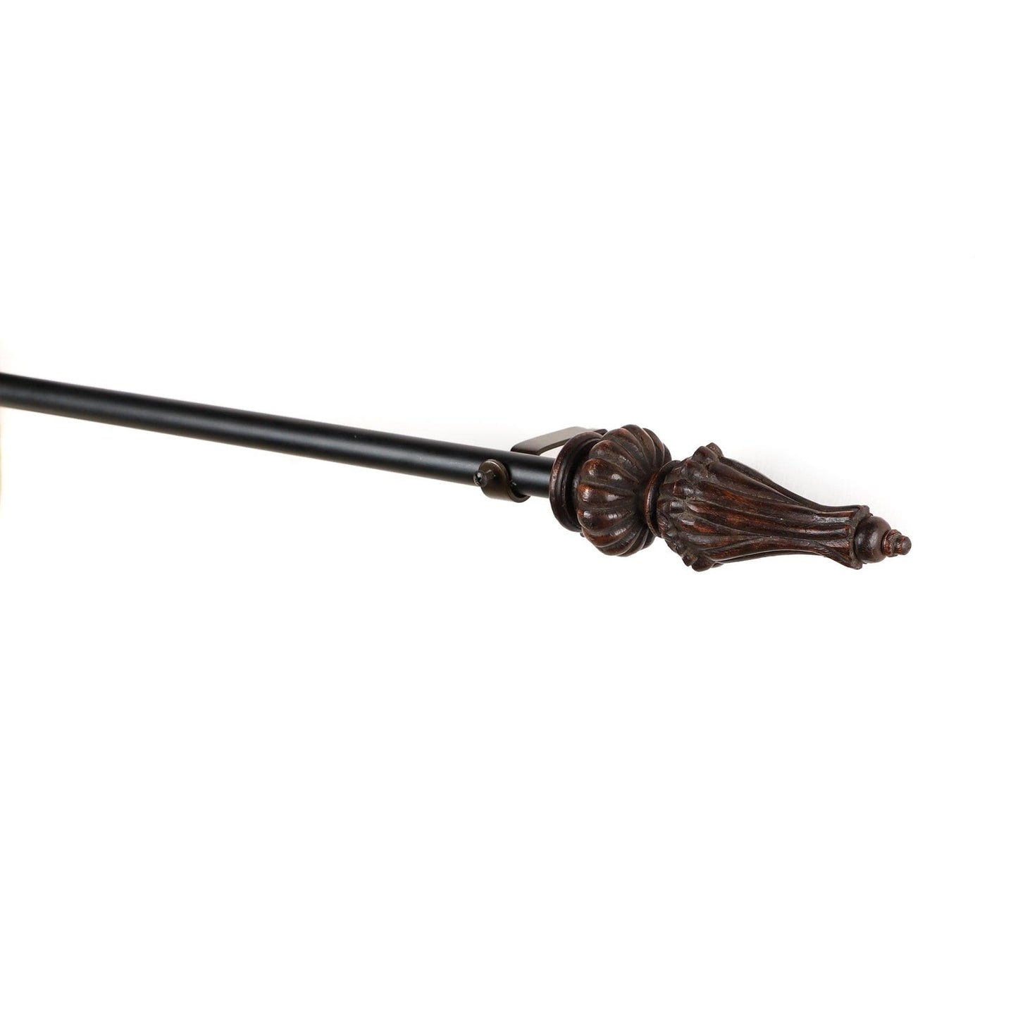 Black Extendable Curtain Pole | Urn-Shaped Wooden Finials | 61-366cm-1