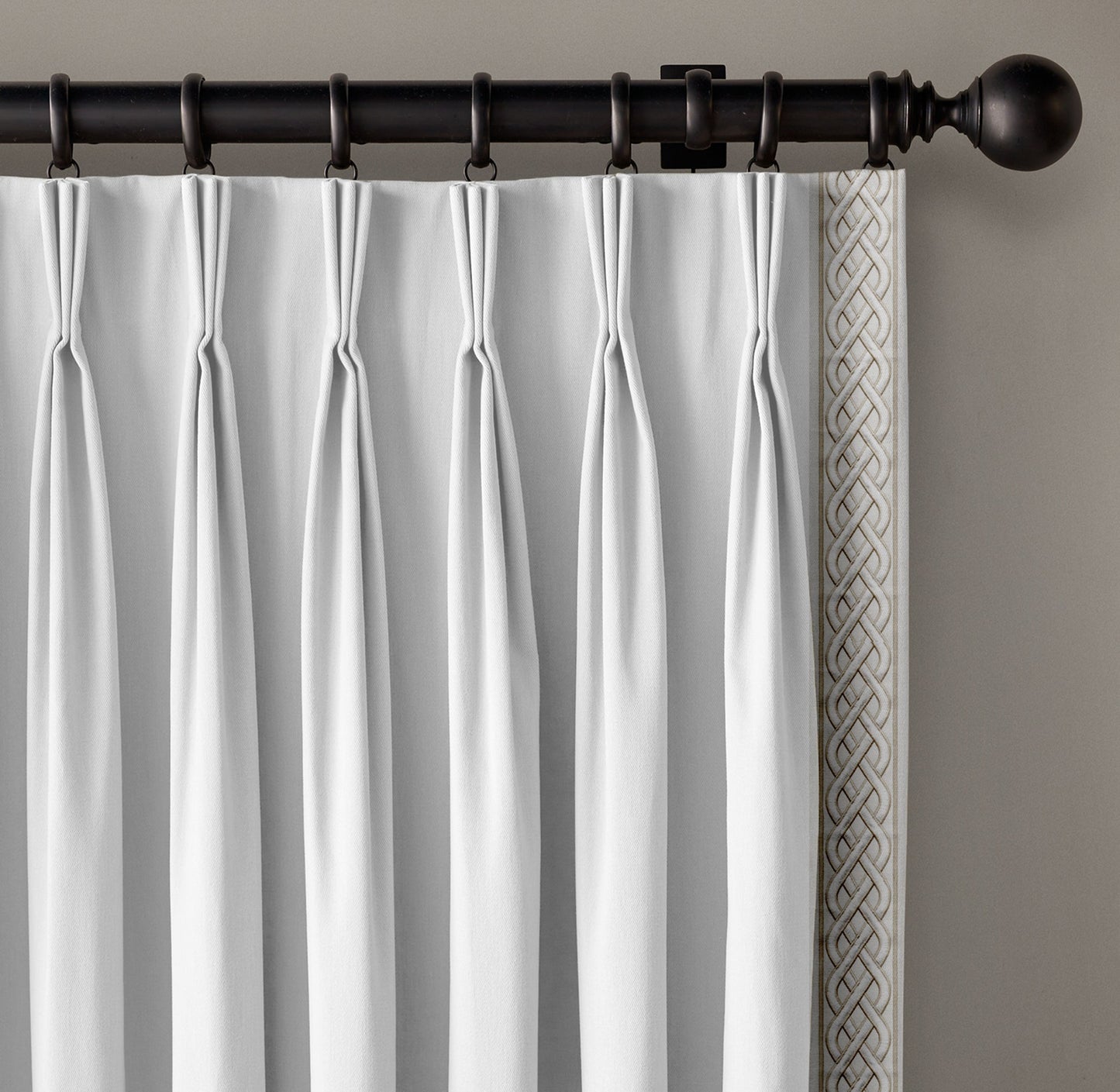 Organic Cotton Canvas Curtain Trim Border Tape - Celtic Knot Pattern - 10cm Wide - Ivory Beige/Taupe Cream/Ivory Blue - Sold by Metre UK - Continuous Piece-1