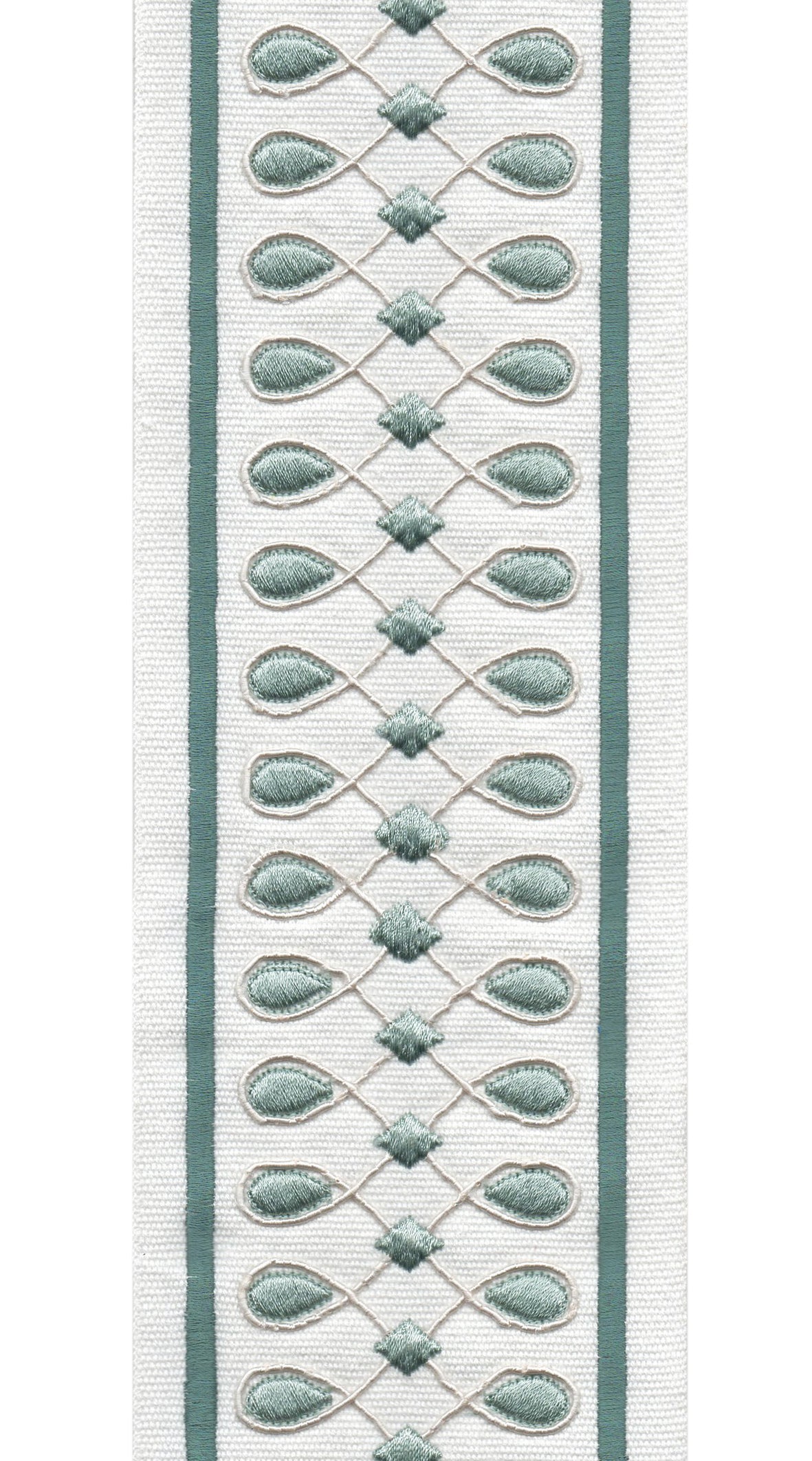 Geometric Teardrop Cotton Canvas Trim | 4 Inch (10.16cm) | Wide Embroidered Border | 3 Colours | By The Metre-2