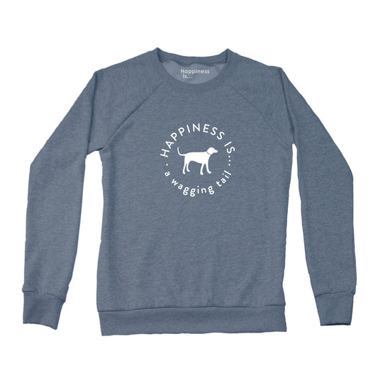 Women's Wagging Tail Crew Sweatshirt, Heather Navy-0