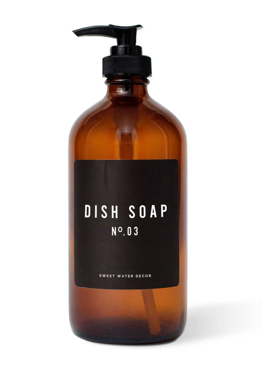 Amber Glass Dish Soap Dispenser