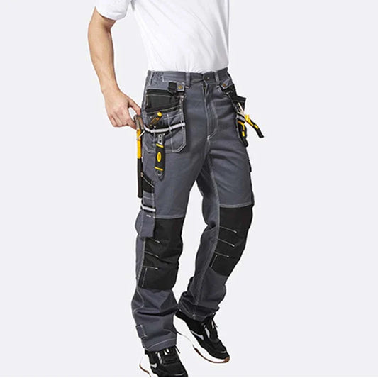 100% Cotton Cargo Pants with Detachable and Movable Hanging Pockets, Knee Pad Installable, Durable for Outdoor Working [B111]-0