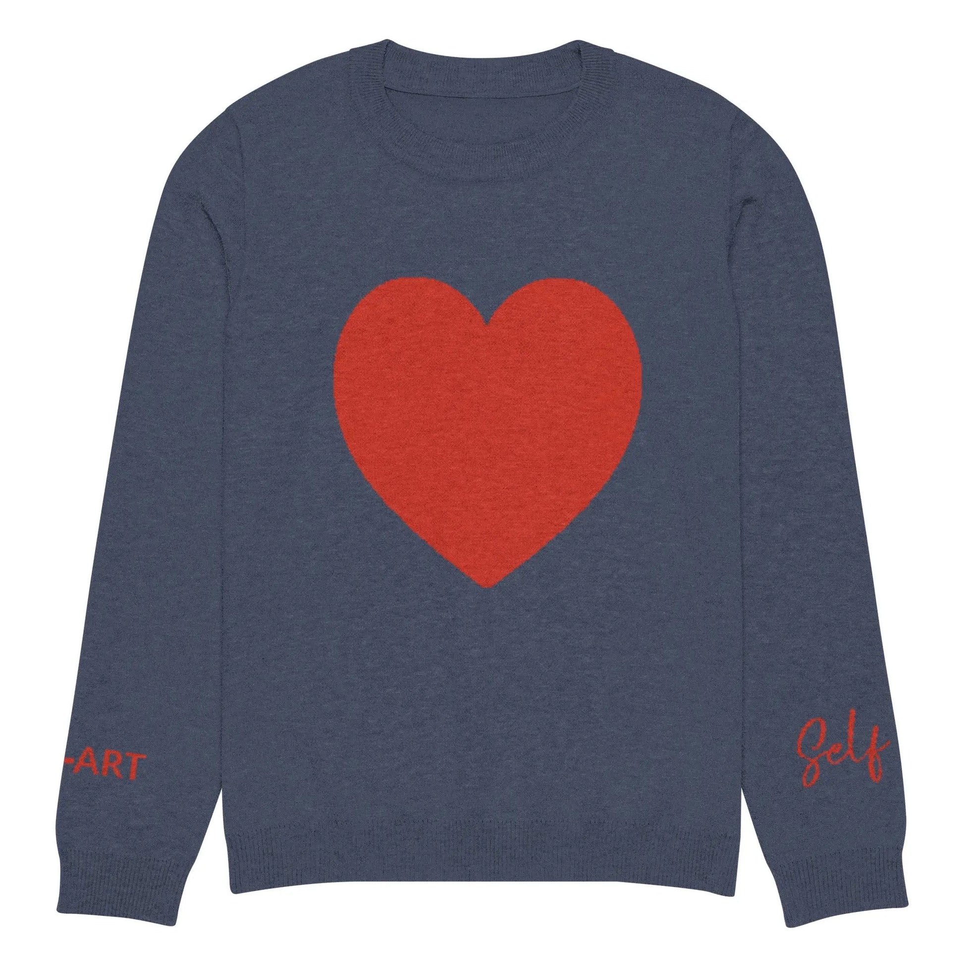 Heart - Knitted crew neck sweater NAVY-6
