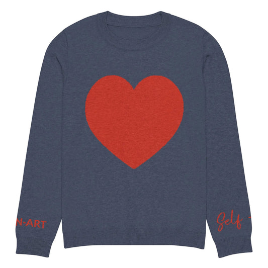 Heart - Knitted crew neck sweater NAVY-0