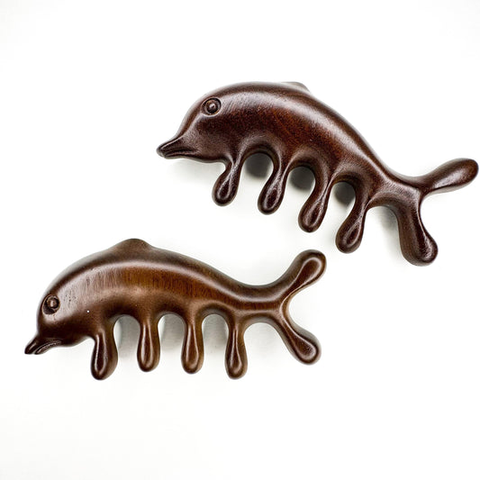 Natural Sandal Wood Dolphin Scalp Massager-0