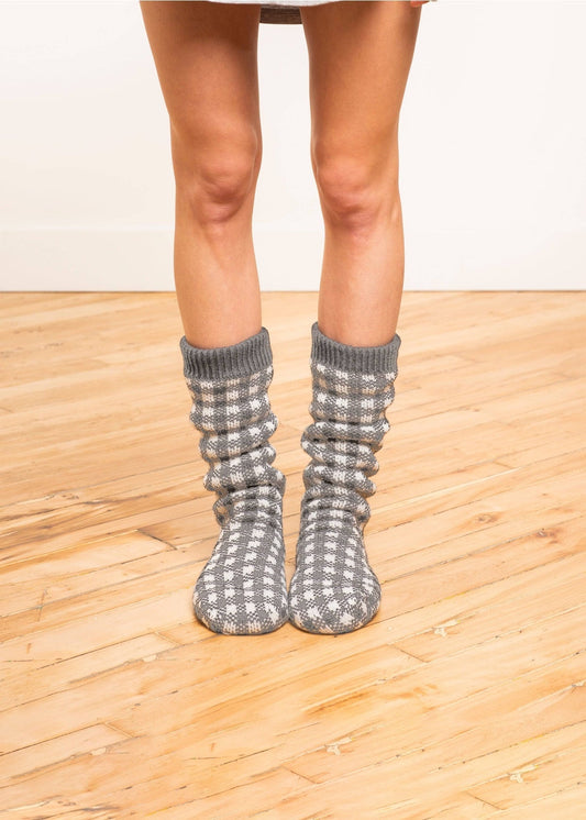 Gingham Lounge Sock - Grey