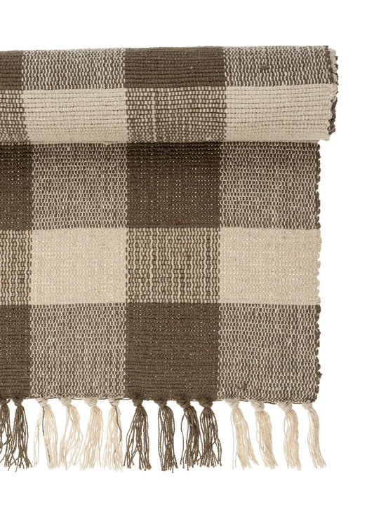 Gingham Table Runner – Greige