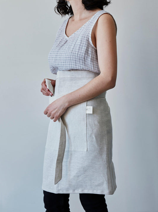 Half Linen Apron - Oat