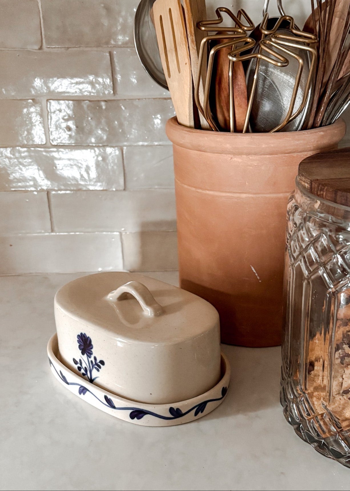 Hand-Painted Butter Dish