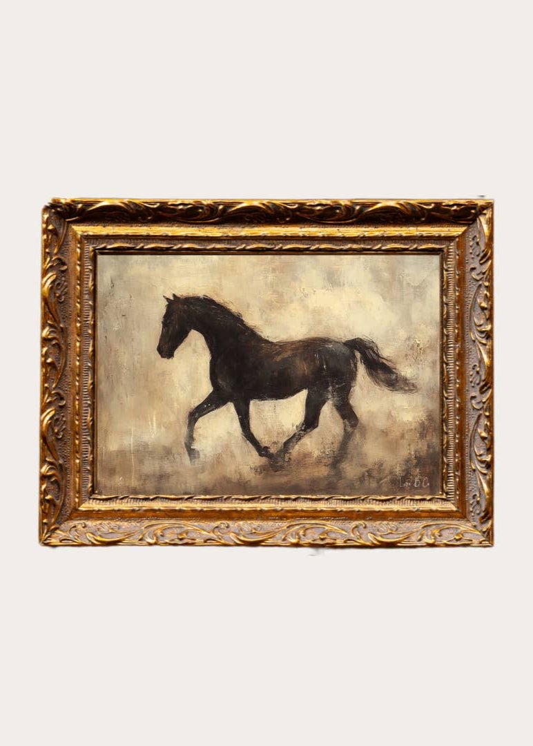 Horseback | French Brass Gold Mould Framed Art – 5” x 7”