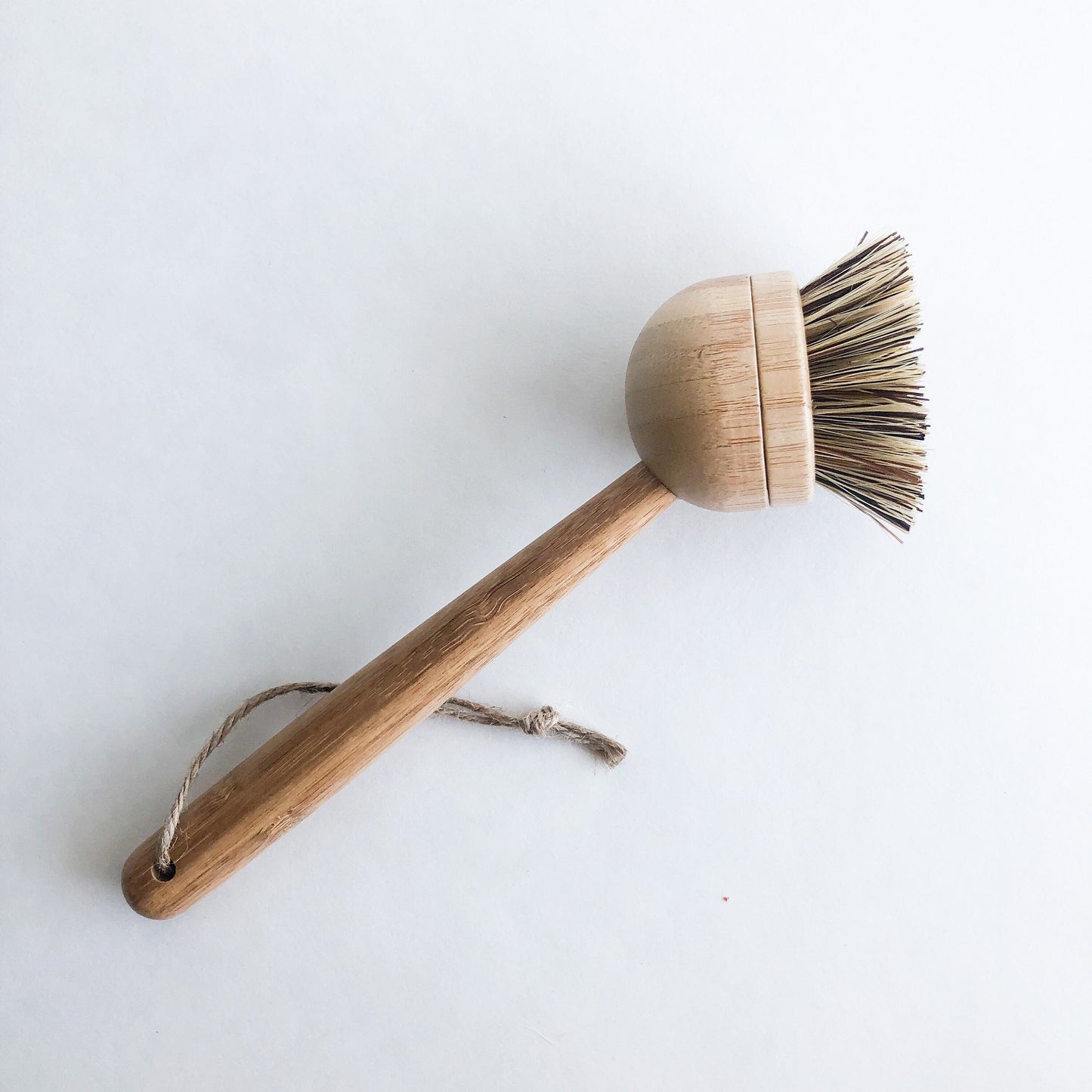 Natural Bamboo Sisal Dish Brush With Replaceable Head - Biodegradable Zero Waste Plastic Free Long Handle Kitchen Brush-1