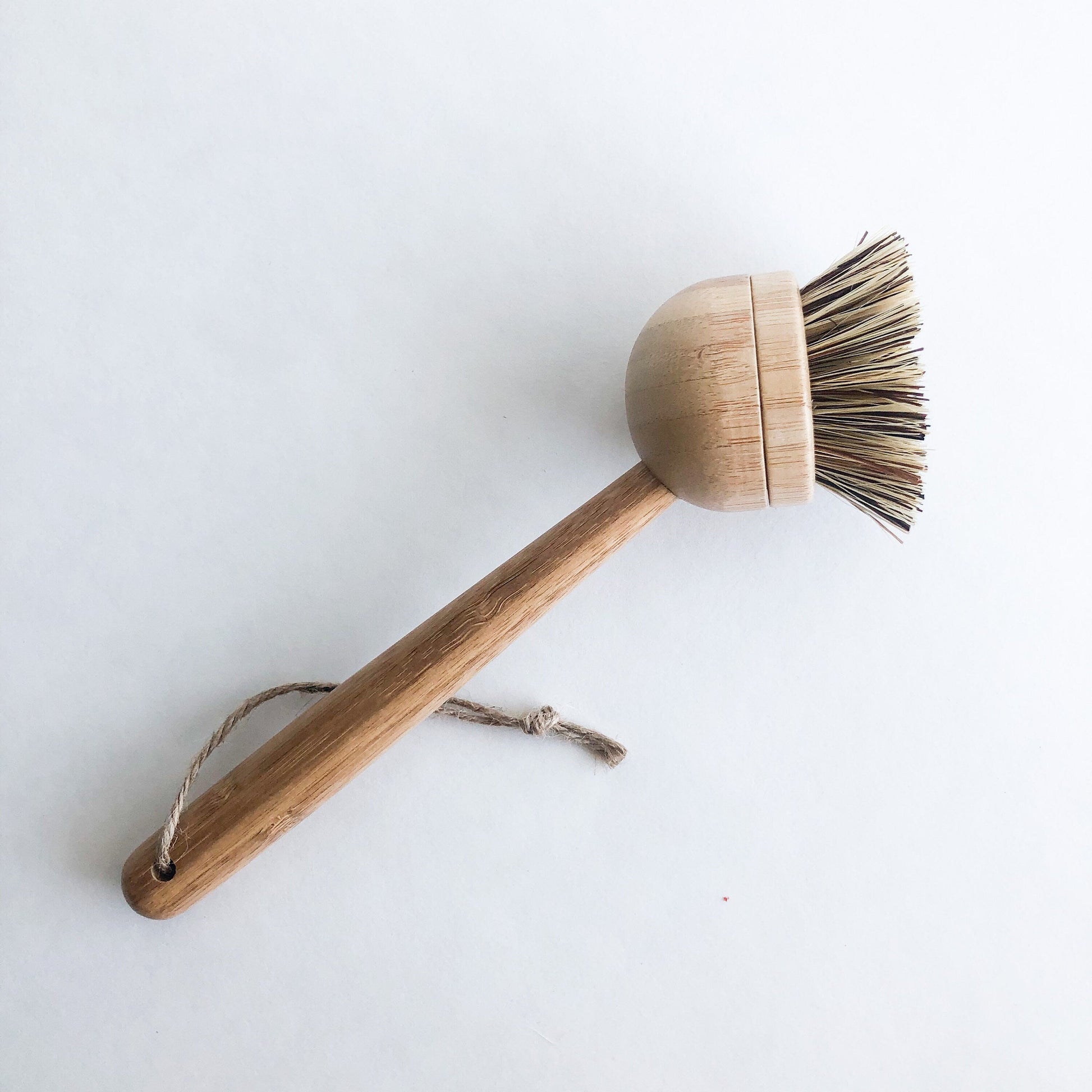 Natural Bamboo Sisal Dish Brush With Replaceable Head - Biodegradable Zero Waste Plastic Free Long Handle Kitchen Brush-1