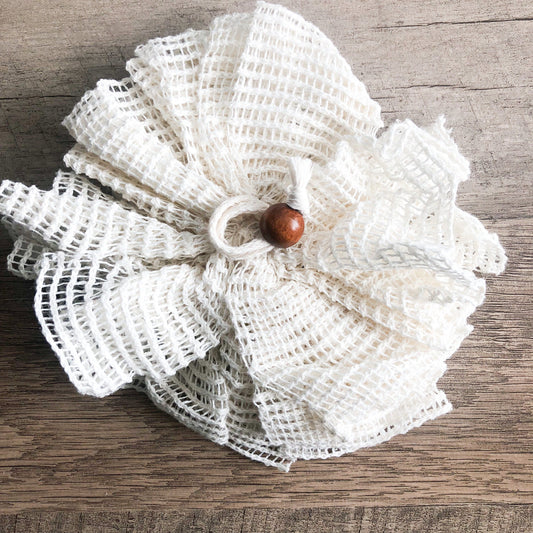 Natural Organic Ramie Bath / Shower Puff - Plastic Free Plant Based Biodegradable Shower Sponge-0