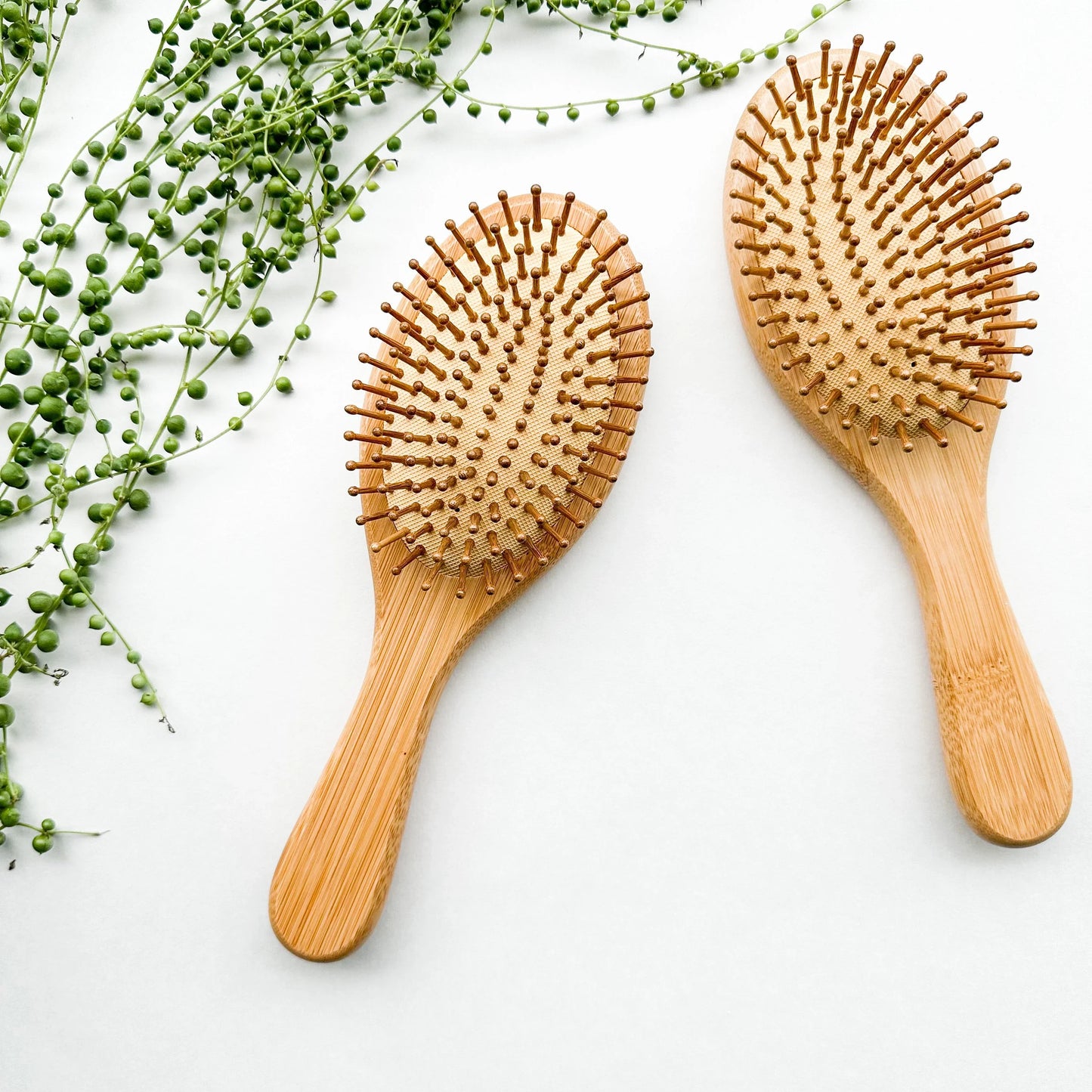 Natural Organic Bamboo Hair Brush - Plastic Free Biodegradable Detangling Bamboo Brush - Eco Friendly Sustainable Living