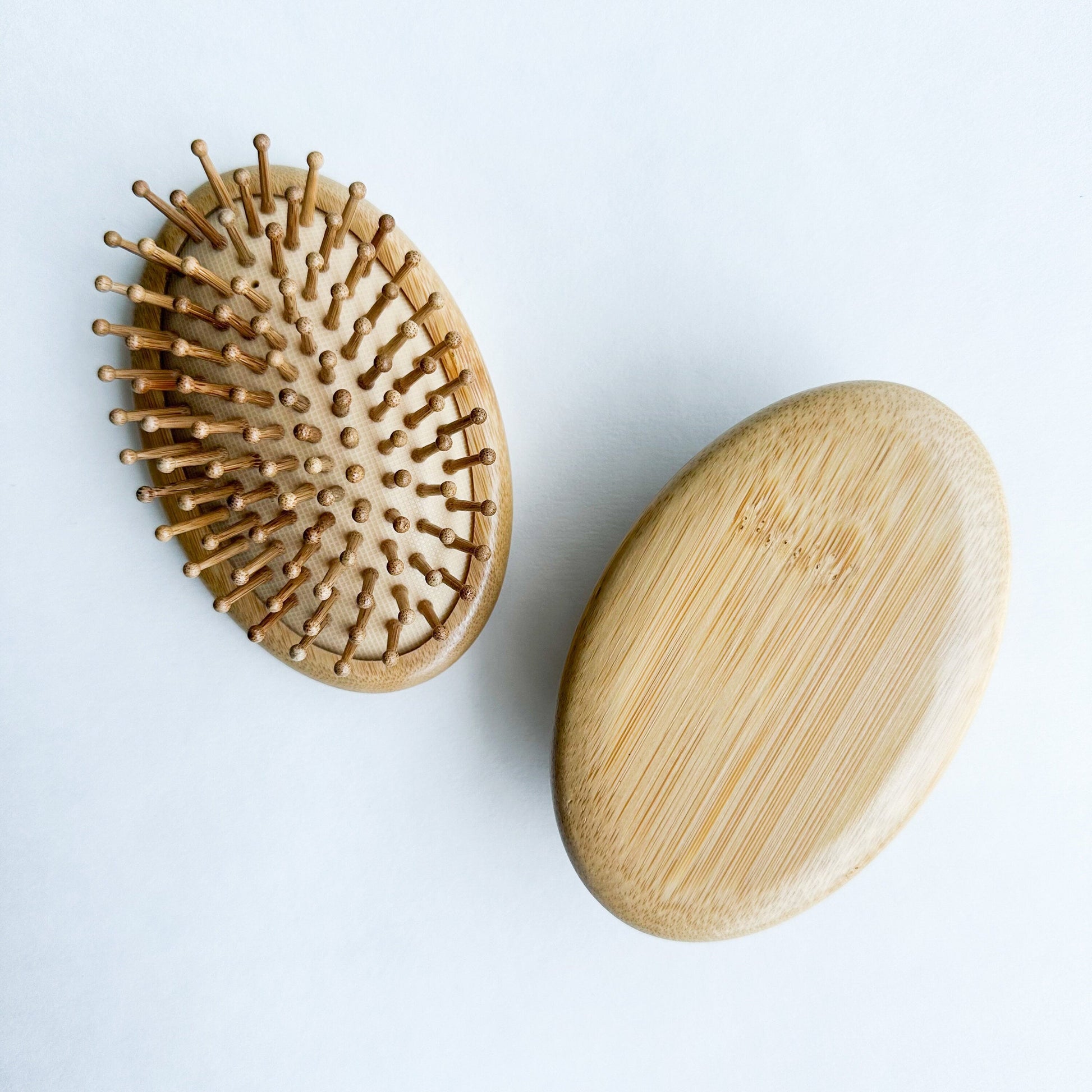 Natural Plastic Free Bamboo Hair & Beard Brush - Eco Friendly Biodegradable Detangling Bamboo Travel Brush - Zero Waste Bamboo Handheld Brush-3