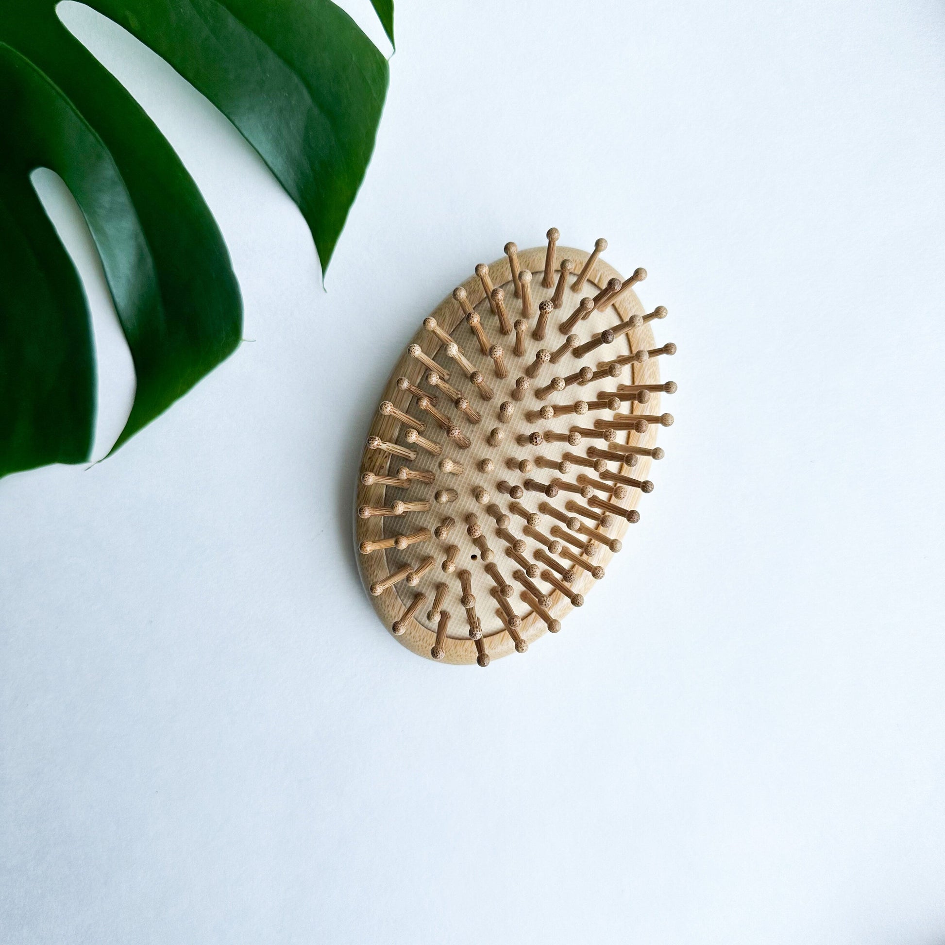 Natural Plastic Free Bamboo Hair & Beard Brush - Eco Friendly Biodegradable Detangling Bamboo Travel Brush - Zero Waste Bamboo Handheld Brush-4