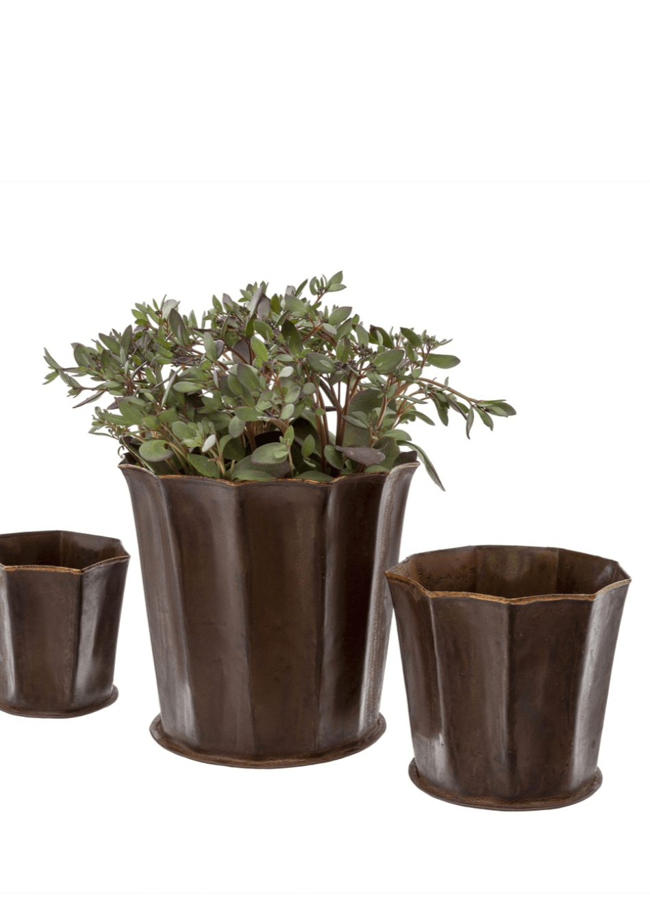 Leather Effect Fluted Pots – Set of 3