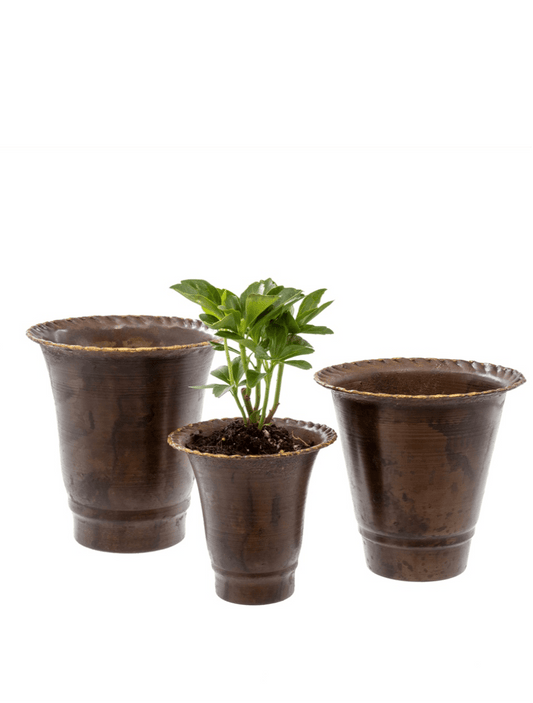 Leather Effect Trumpet Pots – Set of 3