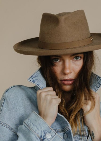 LUCA PENCIL BRIM TEARDROP FEDORA - Tan