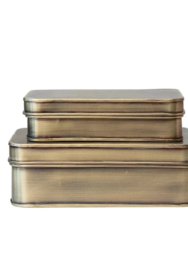 Metal Brass Boxes, Set of 2