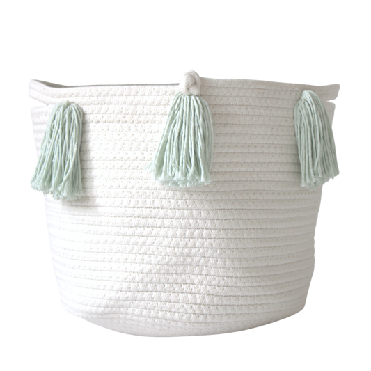 Mint Tassel Basket - Medium-0