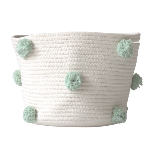 Mint Pom Basket - Medium-0