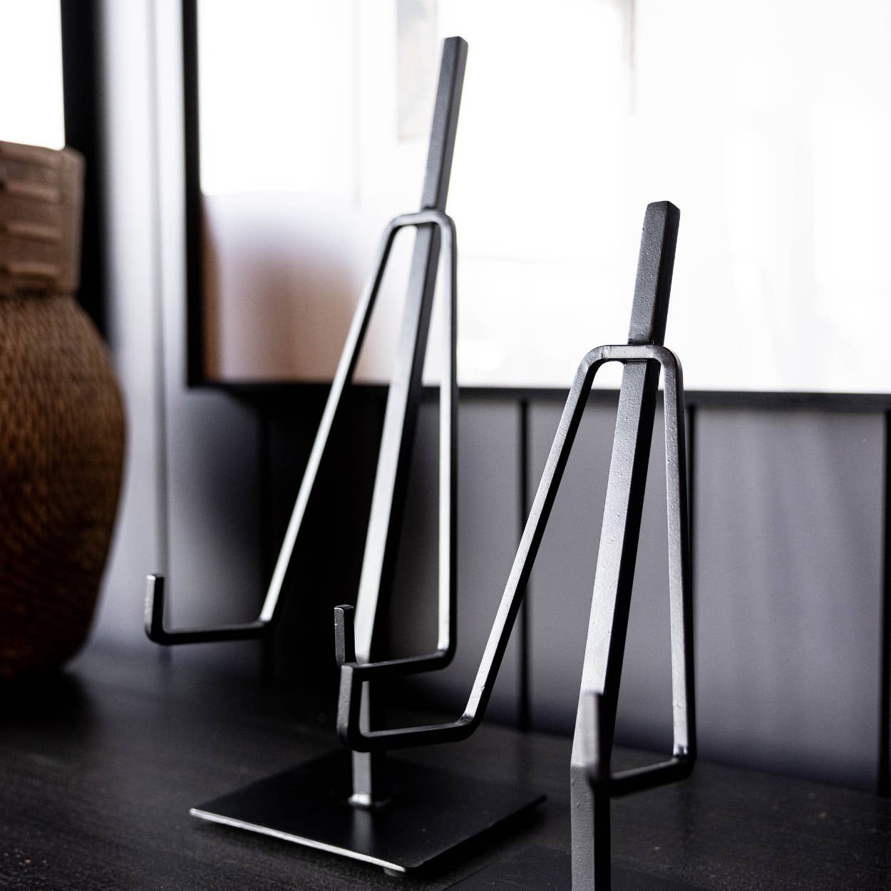 Picture Easel Stand | Dual Arm Black Iron