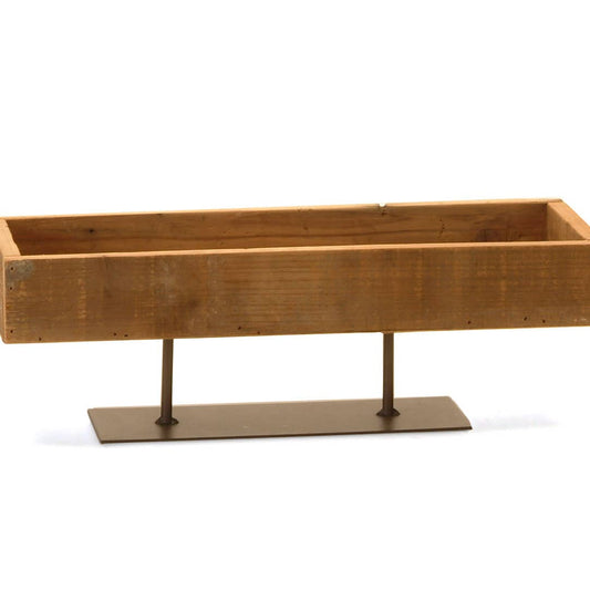 Rectangular Wood Tray on Metal Stand